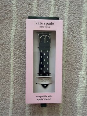 Kate Spade New York Black and White Polka Dot Silicone Apple Watch Strap